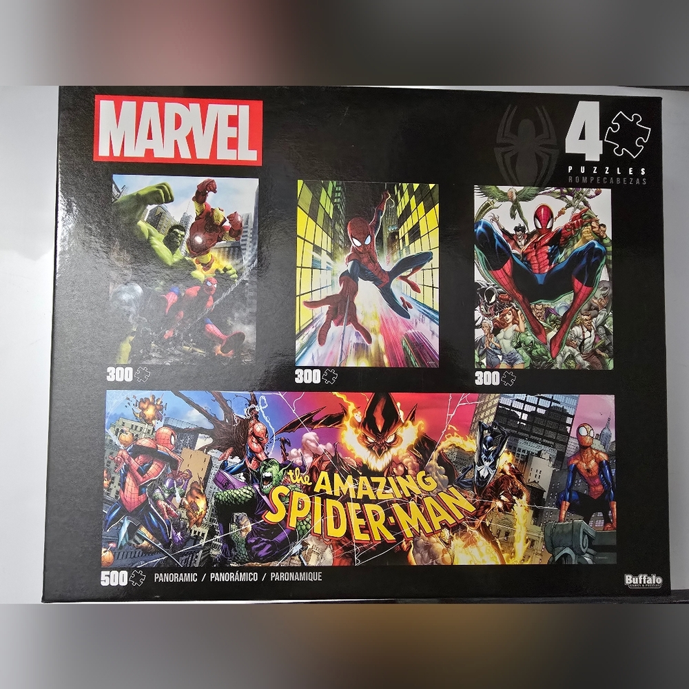 Marvel Spider-Man 4 Puzzle Set New, SEALED 3x 300 Pieces, 1x 500 Piece Puzzle